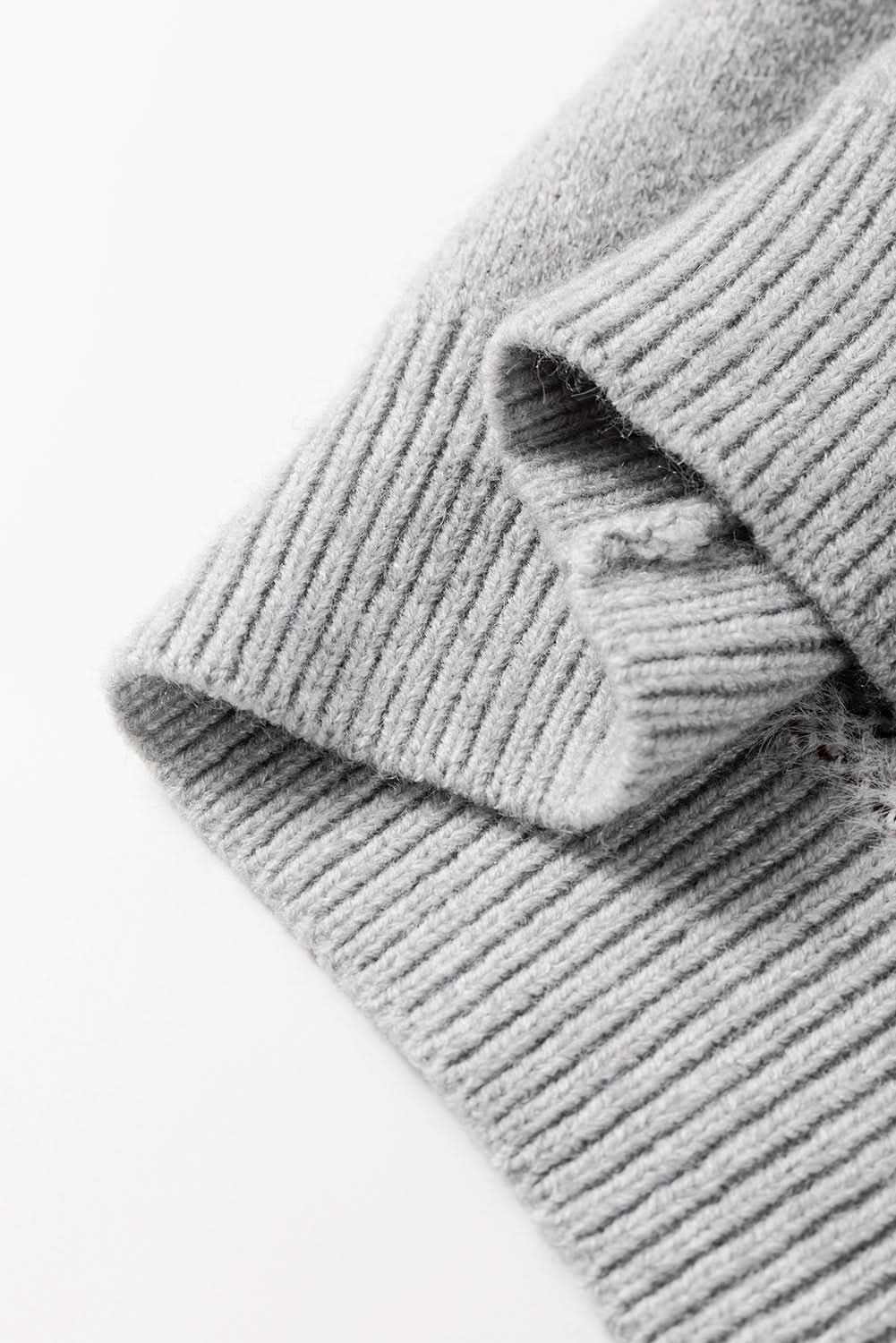 Gray floral embroidered plus size sweater - Love Salve